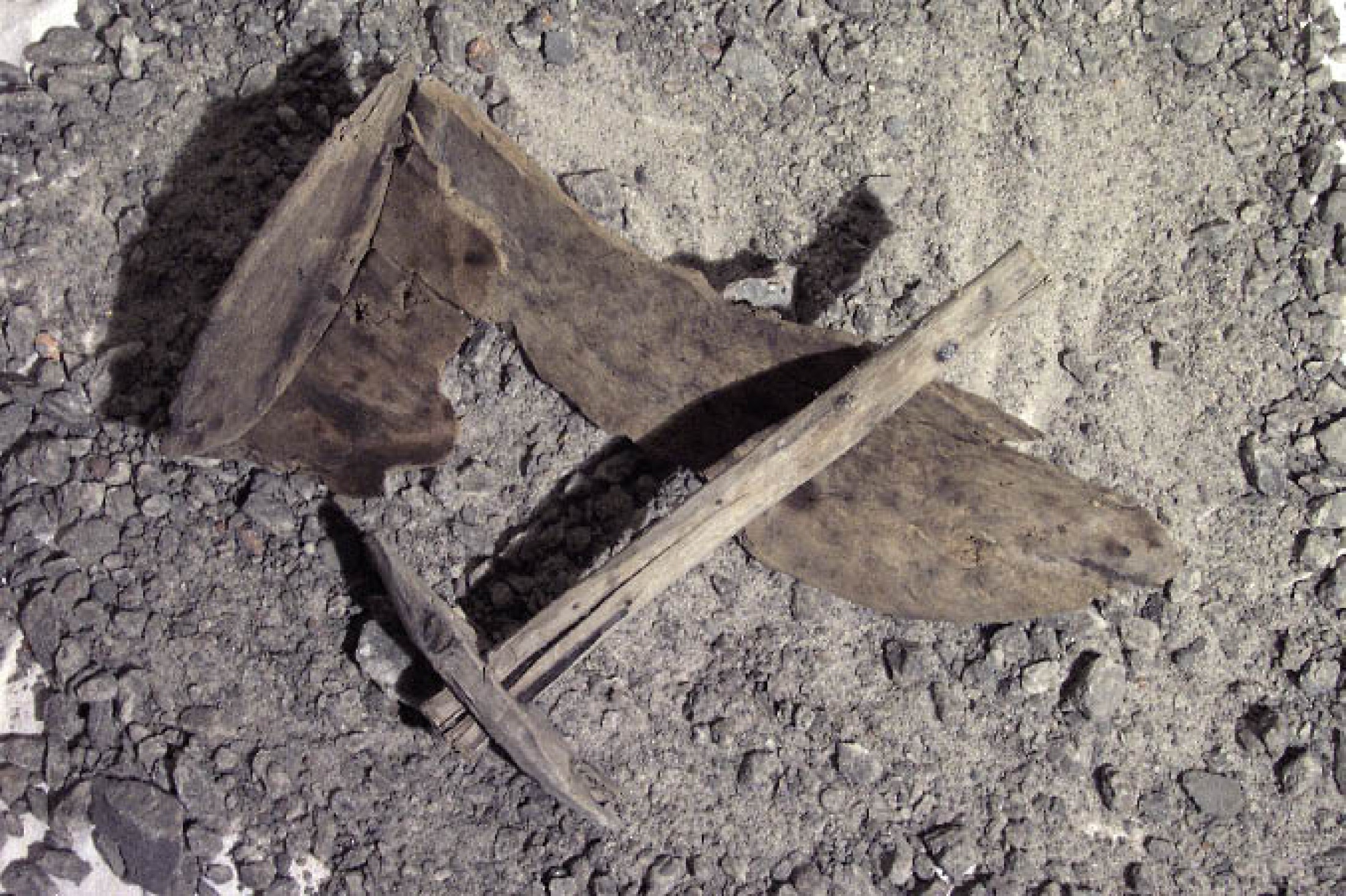 : Schwinge (Fülltrog) mit der dazugehörigen Kratze aus dem bronzezeitlichen Bergbau: Die Schwingen sind aus besonders belastbarem Holz gefertigt. Sie geben einen faszinierenden Einblick in die Holzwirtschaft der Bronzezeit. (Foto: H. Reschreiter - NHM Wien)