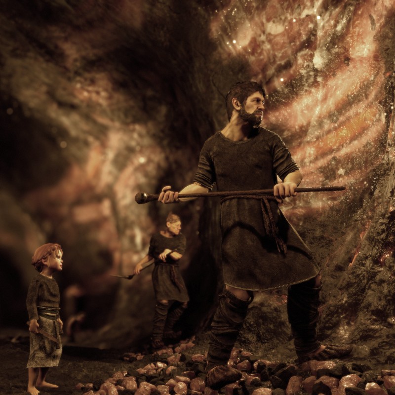 Bronzezeitlicher Bergmann bei der Arbeit: Bronzezeitlicher Bergmann bei der Arbeit