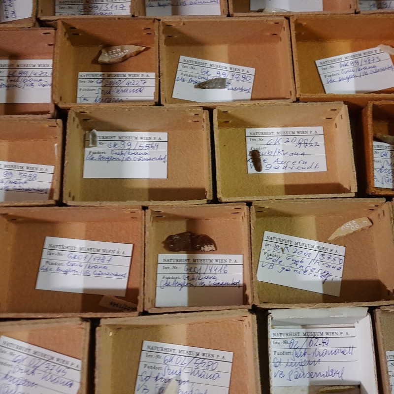 : Steinartefakte und Pigmente aus der Fundstelle Grub-Kranawetberg (C)NHM Wien, C. Posch